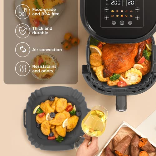 Image of 3Pcs Silicone Air Fryer Liners 3-7L, Reusable Air Fryer Accessories Food Grade Silicone Greaseproof Airfryer Baking Tray Basket Rack Kitchen Gadgets Essentials Compatible with Ninja, Tower, COSORI