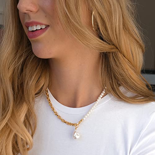 LEMON GRASS Half Chain Pearl Necklace | Half and Half Pearl with Charm4