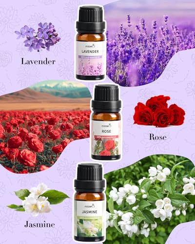MIZZEO Floral Essential Oil Set, Premium Pure & Natural Aromatherapy Essential Oils for Diffuser for Home, 3 * 10 ML Diffuser Oil Gift Set- Lavender,Rose,Jasmine - Image 4