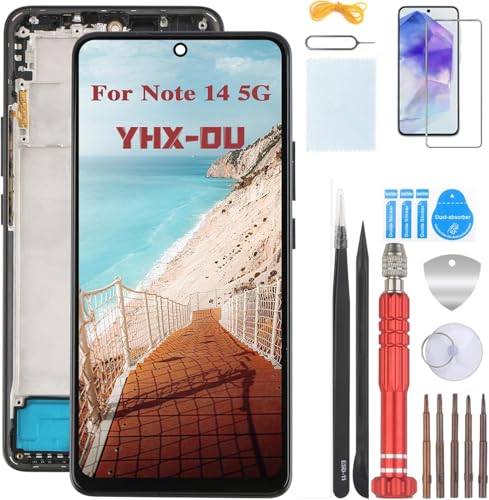 Écran pour Redmi Note 14 5G Noir avec Châssis LCD Tactile Complet 24094RAD4G Outils Verre Trempé