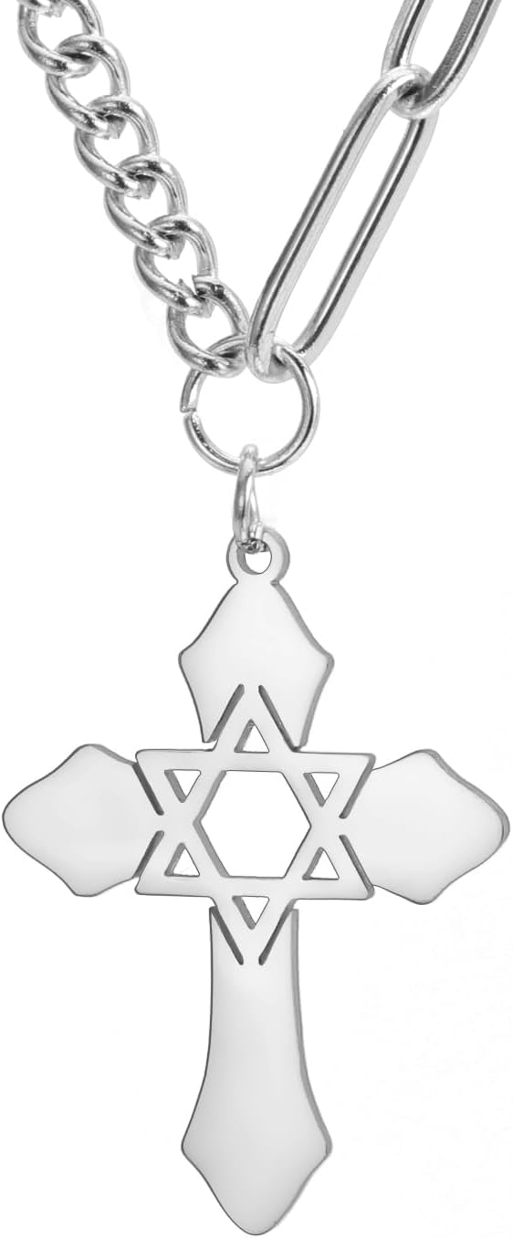 Davidster Layer Kettingen Voor Vrouwen Mannen - Roestvrij Staal Amulet Vintage Symbool Hexagram Hanger Dubbellaags Ketting Joodse Sieraden, Roestvrij staal, Geen edelsteen