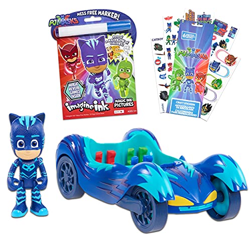 PJ Masks Catboy Toy Car Bundle ~ PJ Masks Action Figure Toys for Boys and Girls with PJ Masks Stickers and Coloring Book | PJ Masks Catboy Cat Car Gift Sets (PJ Masks Vehicle Set)