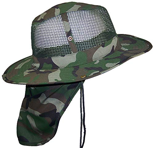 Image of Tropic Hats Summer Wide Brim Mesh Safari /Outback W /Neck Flap & Snap Up Sides