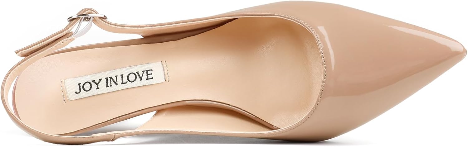 JOY IN LOVE Slingback Kitten Heels for Women Closed Pointed Toe Pumps Dress Shoes - Image 3