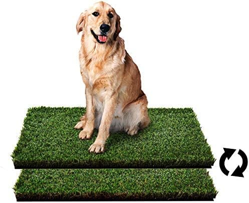 HQ4us Dog Grass pad 42”×32'' Replacement Grass Pad for 45”×34” Dog Potty Tray, 2×Artificial Grass for Dogs, Realistic, Bite Resistance Turf, Less Stink, Potty for Balcony