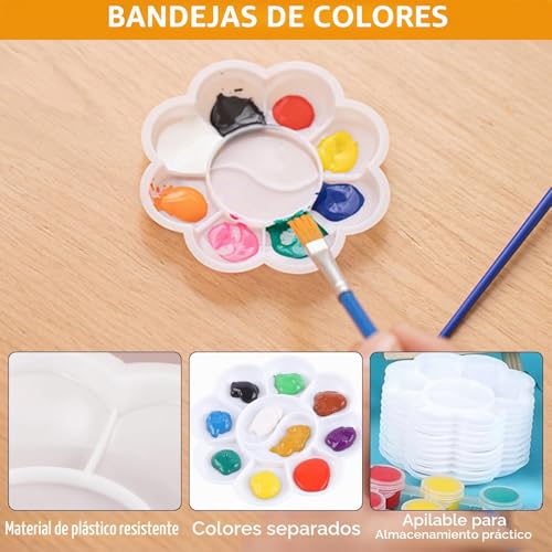 Miniatura 4 de Dwdhyean 30 Piezas Mini Lienzos Con Caballete De Arte 6 Pequeños Caballetes Triangulares De Artista Con 6 Lienzos,6 Pinceles Y 6 Paletas De Pintura Y 6 Acuarela Para Aficionados Y Artistas
