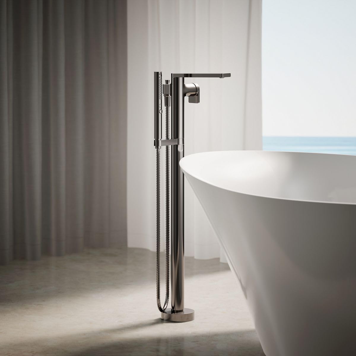 Kohler K T73087 4 BV   Tapacubos De Baño Compuestos Para Montaje En El Suelo Con Ducha De Mano, Bronce Cepillado Vibrante