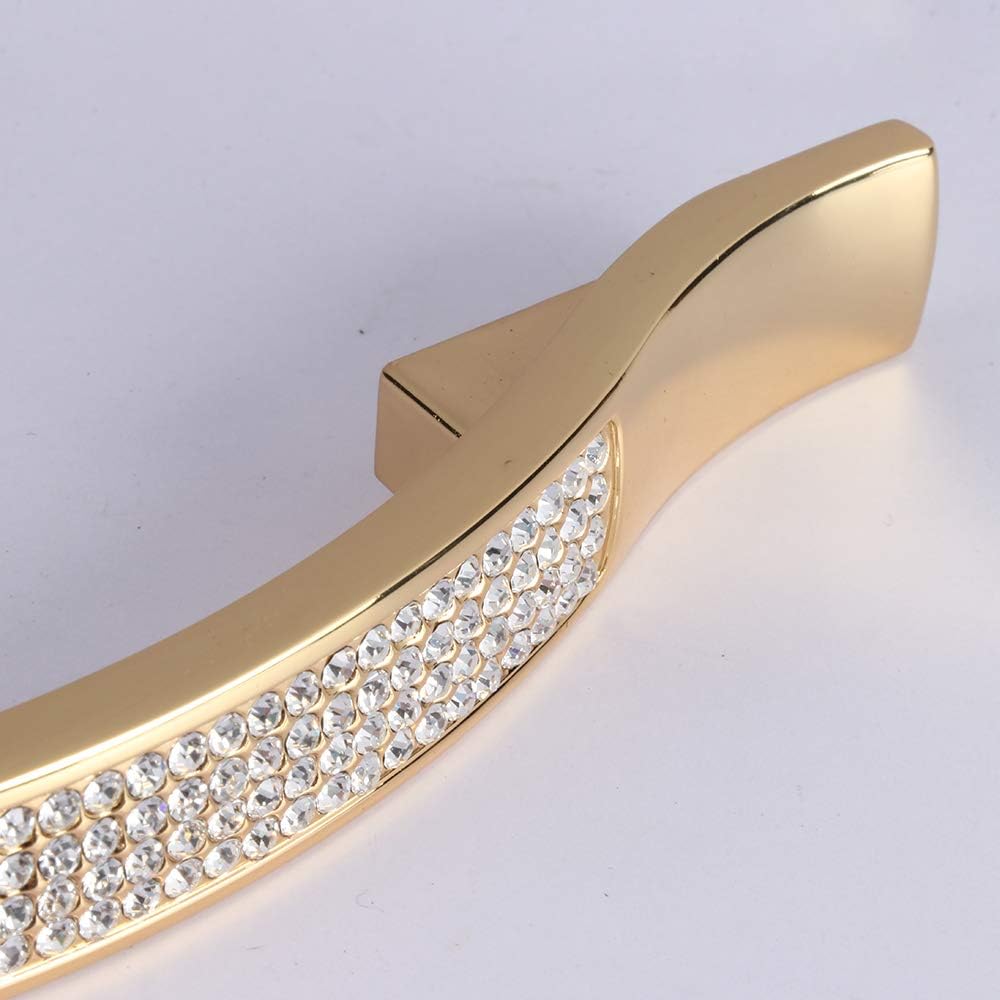 LANC Modern Cabinet Knobs and Pulls Shiny Drawer/Furniture Handles with Screws All Metal Stylish Kitchen Hardware 10 Pack, Gold, B204G96-P10