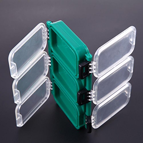 Ganchos de peixe limpos, 6 compartimentos à prova d'água, caixa de armazenamento de pesca dupla fac