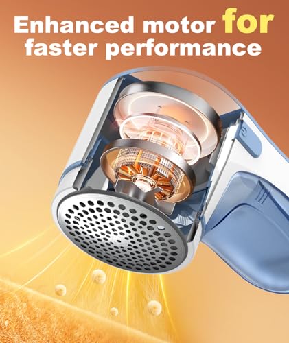 Fabric Shaver, Lint Remover for Clothes, Effectively and Quickly Remove Pills, Sweater Shaver with Stainless Steel 3-Leaf Blades and Safety Lock Protection.(Blue & White) - Image 5