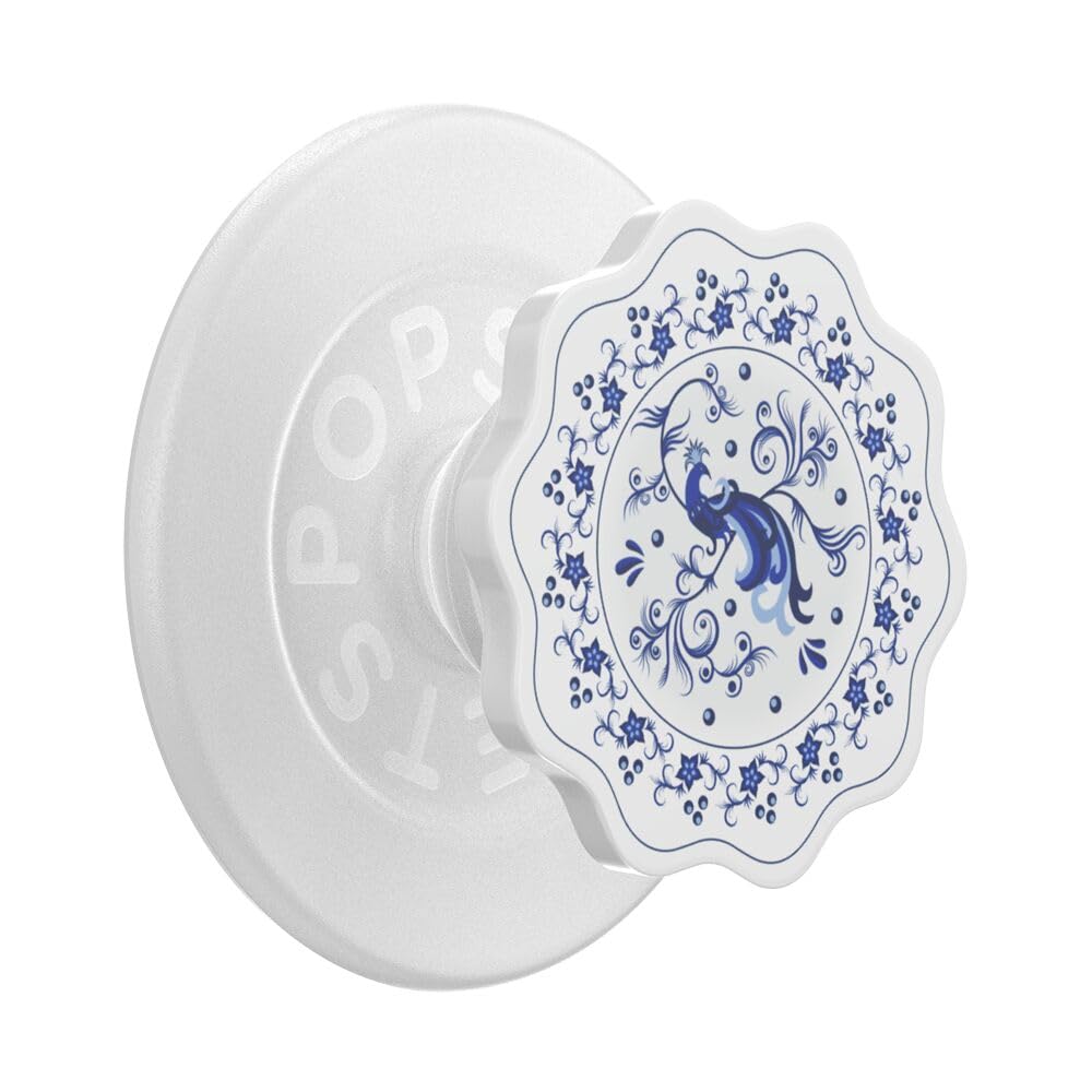 PopSockets Poignée de téléphone pour MagSafe avec béquille, Support magnétique, Dessus Interchangeable, Maintien sûr pour iPhone MagSafe, Prise en Main de téléphone et Tablette – Soucoupe Paon
