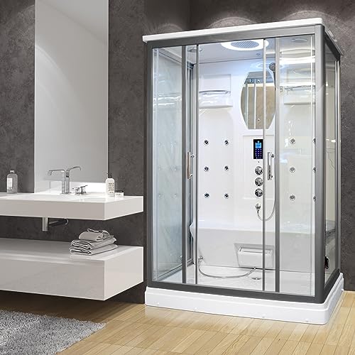 Vidalux Alpine Twin Rectangular Steam Shower Cabin, White - Built-in DAB Radio with Speaker System - 2 Years Warranty - 1400 x 900 x 2200mm