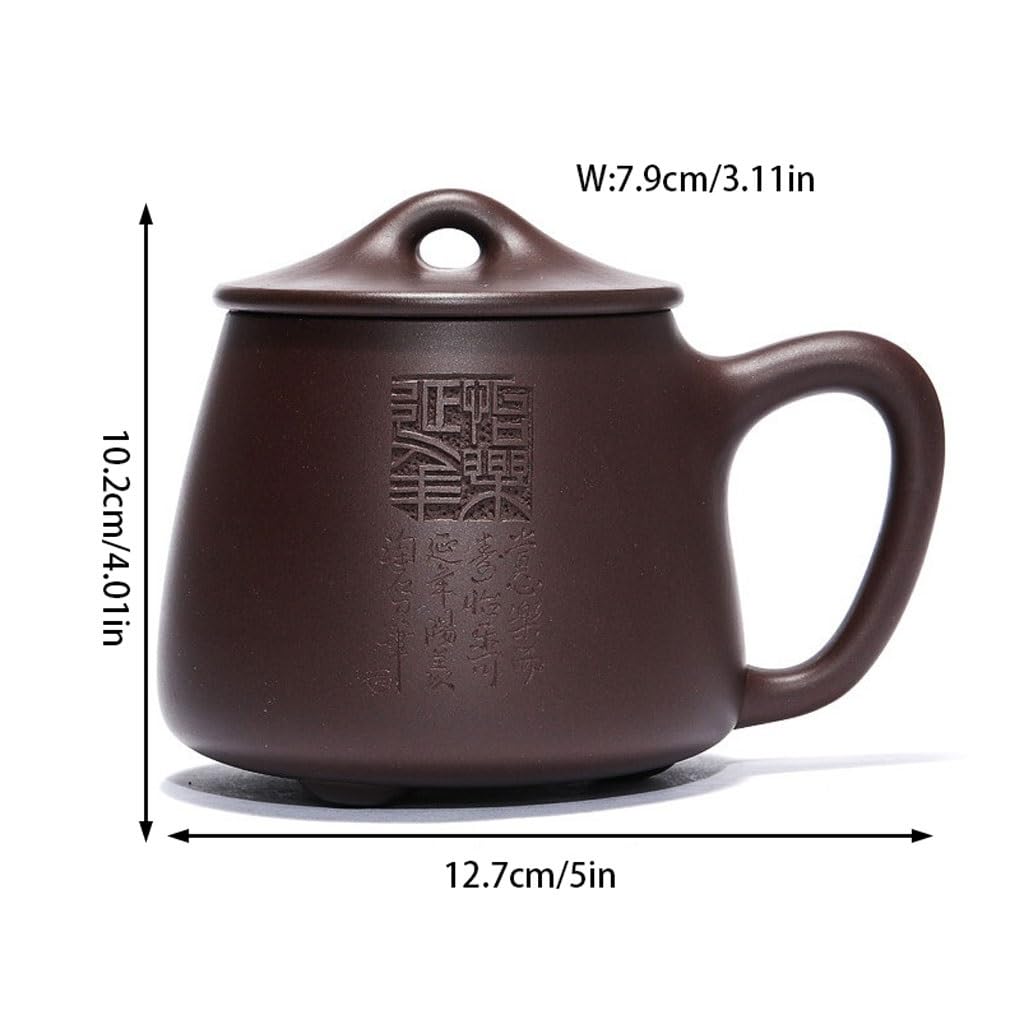 Kubki Matcha Fioletowy kubek z piaskiem 420 ml Ręcznie grawerowany kubek do herbaty z pokrywką Zestaw do herbaty Kung Fu Chiński kubek do herbaty zestaw do herbaty z zaparzaczem