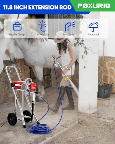 Image of Airless Paint Sprayer, 0.47GPM Paint Sprayer for Home Interior 3300psi 1200W High Efficiency Airless Sprayer with Low Overspray for House Painting Townhouse, Red
