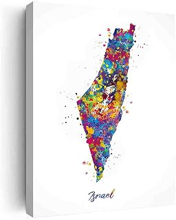 Rustic Home Decor For Living Room,Israel Map Watercolor Print Israel Tel Aviv Wall Art Wedding Gift Honeymoon Gift Housewarming Gift Wall Hanging Map Wall Decor- 12in x18 in-Ready to hang
