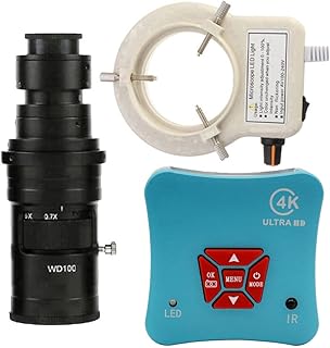 4K HDMI USB Industrial Video Microscope Camera 200X C-Mount Lens with 56-LED Adjustable Ring Light for Phone Tablet PC PCB