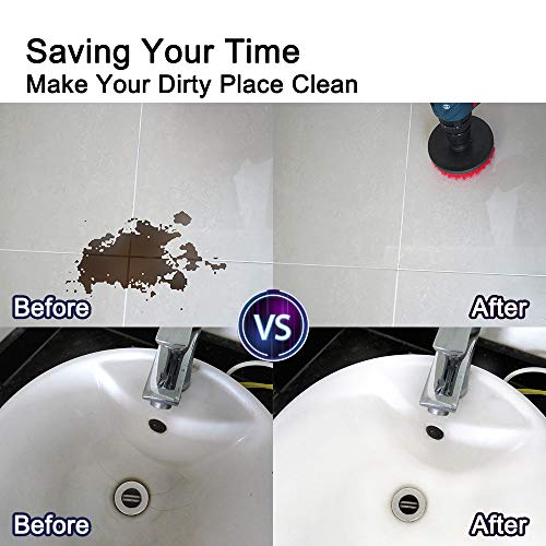 Image of 11Pack 4 Inch Drill Power Brush Tile Scrubber Scouring Pads Cleaning Kit with 4 Inch Disc Pad Holder for Bathroom & Kitchen Cleaning