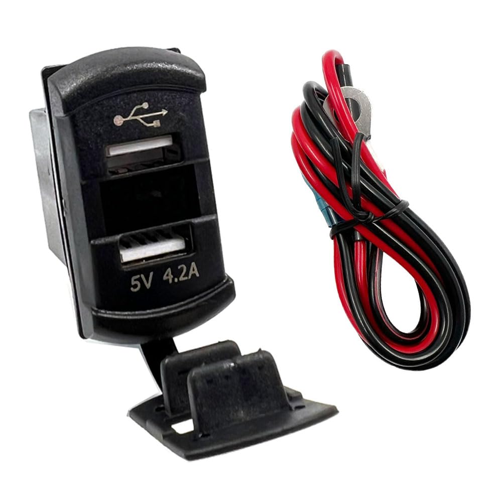KIRO&SEEU 4.2A Dual USB Power Charger Rocker Switch Style USB Charger 12V-24V Fast Charge Socket Waterproof Quick Charger for Cars Boats Trucks RVs