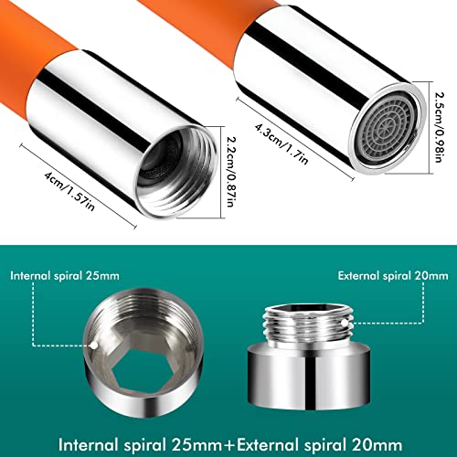 Yomais 20Cm(7.87")Extension Short Garden Hose, Garden Hose Extension,With 360° Free Bending Faucet Sink, Multipurpose Connector Adjustable Drain Extension Tube Outdoor Faucet Extender Kit (Orange) #TOP5