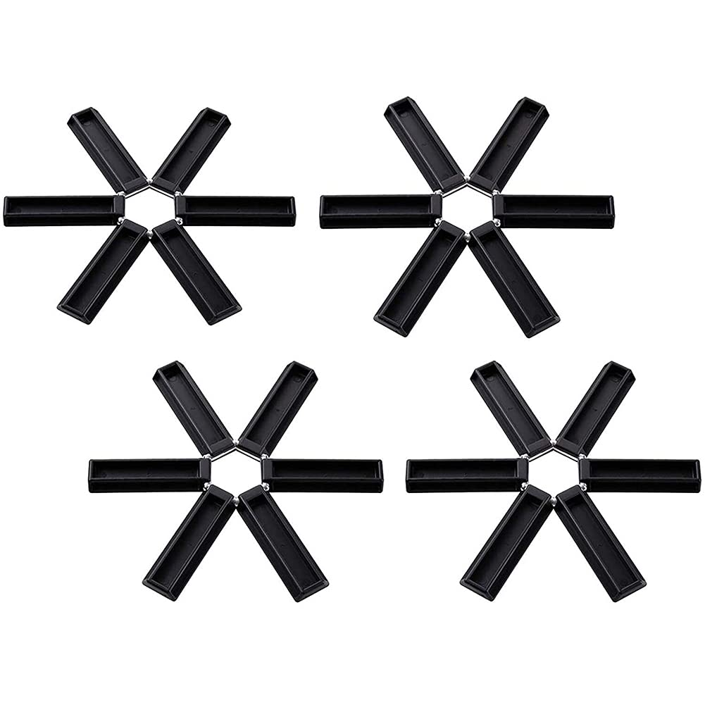 MISNODE 4PCS Folding Heat Insulation Pad, Non Slip Silicone Trivets Heat Resistant Placemat, Foldable Hot Pot Holders Dish Pan Trivet Mats for Kitchen Counter Hot Dishes
