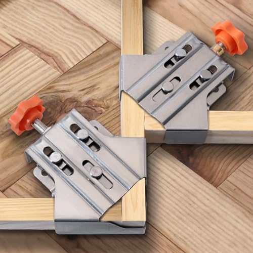 4Pcs Corner Clamp, 90° Right Angle Corner Clamps for Woodworking, with Adjustable Swing Jaw, Stainless Steel