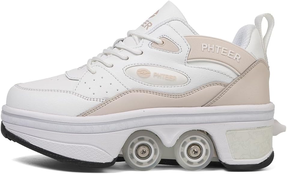 Double-Row Deform Wheel Automatic Walking Shoes Invisible Deformation Roller Skate 2 in 1 Pulley Skates Skating Parkour Outdoor Activities