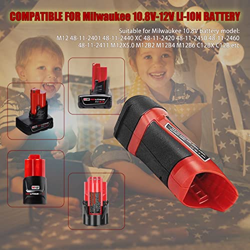 Flashlight Work Light M12 For Milwaukee 3W Handheld Flashlight Illumination Lamp For Milwaukee Battery Pack 10.8V-12V Suitable For Milwaukee 10.8V Lithium Battery 48-11-2401 M12B2 M12B4 M12B6 C12B #TOP1