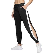 Womens Side Split Snap Button Joggers Tear-Away Warm Up Sweatpants Elastic Cinch Bottom Active Workout Pants