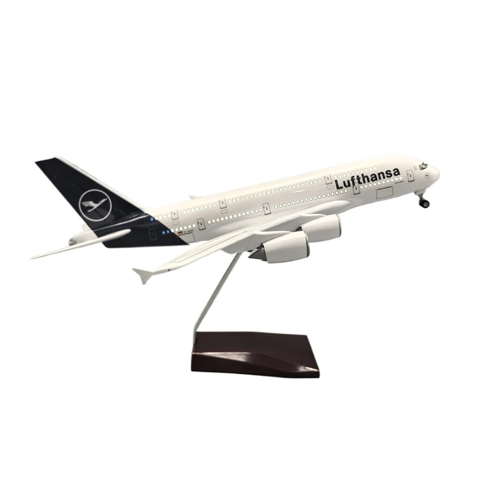 Modello Ridotto Aereo Aereo in Metallo Pressofuso da 36 Cm, Scala 1:200, for Lufthansa, Modello di Aereo Passeggeri for Airbus A380 con Ruote Aerei Modellini in Scala(No Light)