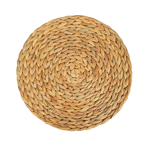 Bajoplatos Mimbre Manteles Individuales Redondos de ratán con Tejido Paja Natural, tapete for Tazas, Mesa Comedor, decoración del hogar(30CM)