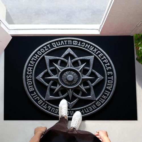 Tapis de sol géométrique doux et chaleureux | Paillasson intérieur Rune Rétro lavable 60x90 - 3