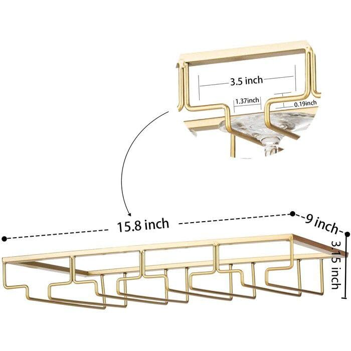 Image of Unique Lifestyle Hanging Metal Wine Glass Rack /Holder Upside Down Glass Hanging Organizer for Pubs /Kitchen cabinet /Hotel /Bars
