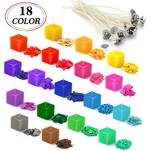 Chips de tinte de cera de soja para hacer velas, tinte de color para derretir cera  Velas DIY, 18 colores x 5 g, 18 Colour*5g