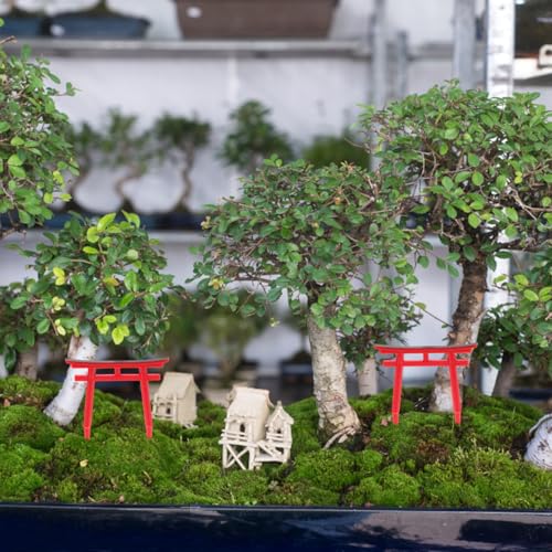Image of Toddmomy Aquarium Torii Sculpture Decor Mini Japanese Shrine Gate Ornament for Fish Tank Landscape Decoration Accessory 1.49X1.29X0.11In Set of 4