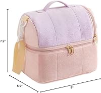 Vista 7 de Bolsa de almuerzo para mujer, bolsa de almuerzo aislada con lonchera de doble cubierta con correa ajustable para el hombro, a prueba de fugas