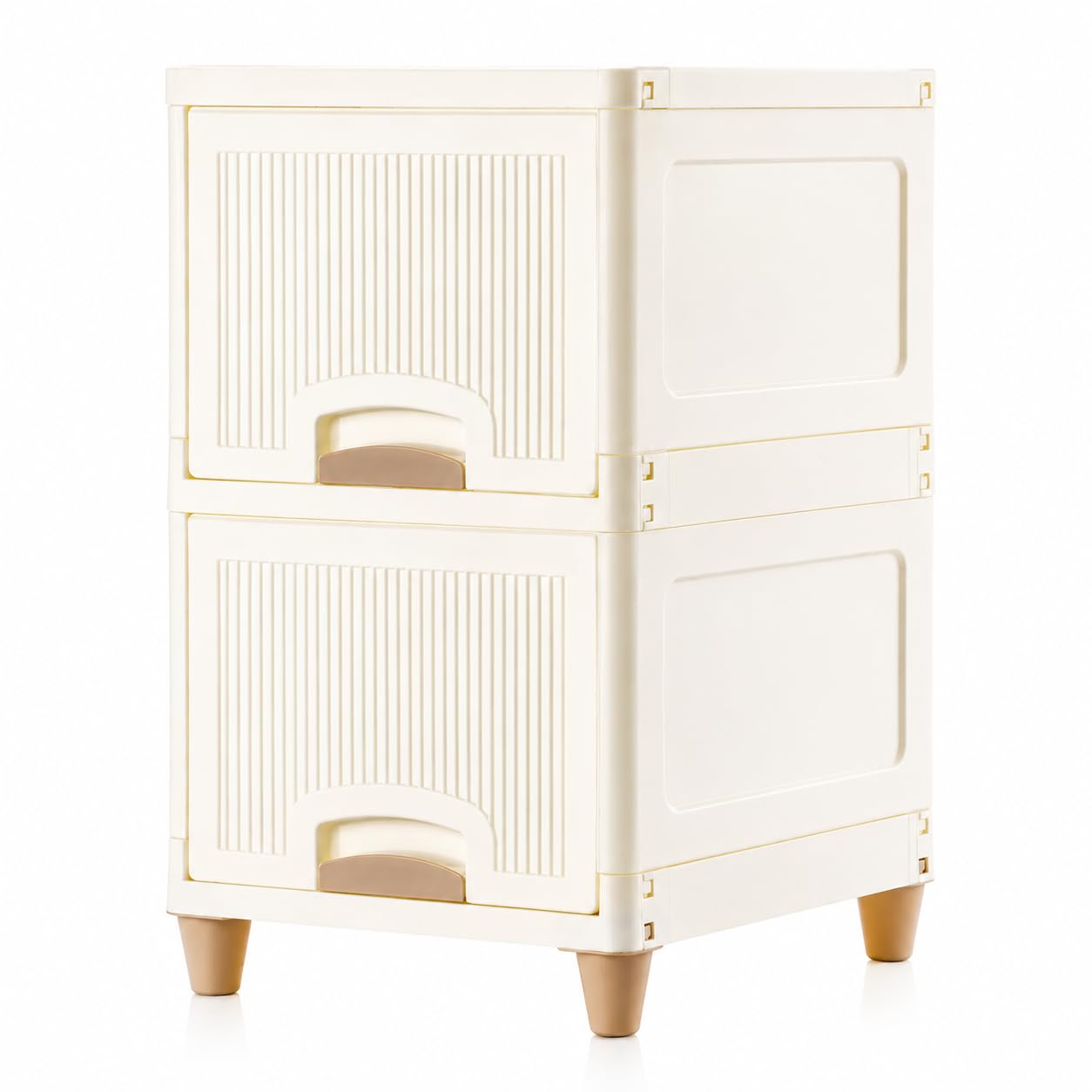 multi-purpose organizer | modular storage box for clothes, kitchen, bedroom & living room | stackable rack, space-saving wardrobe cabinet (off white), 2 piece