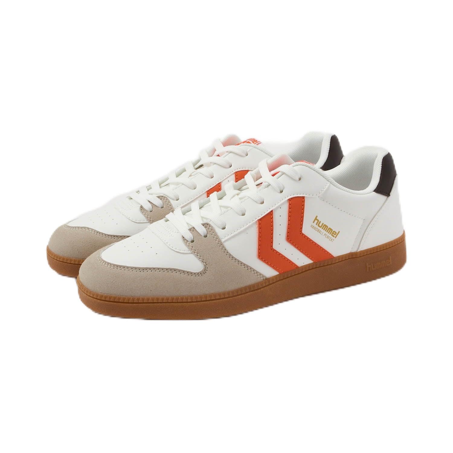 hummel Shoelaces Sneaker Handball Perfect Adult, White Orange, 7 UK