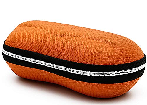 LUCKLYSTARu00ae Protectora Funda Caja Soporte Estuche para Gafas con Cremallera Carcasa Impermeable Caja de Almacenamiento para Gafas para Hombres Mujeres(Naranja)