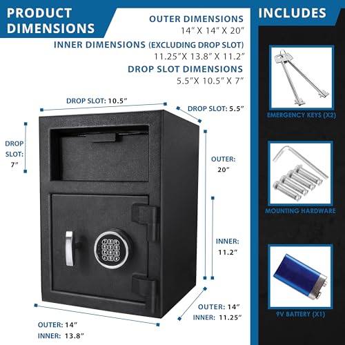 BARSKA AX12588 Standard Keypad Security Depository Drop Safe 1.03 Cubic Ft thumbnail 3