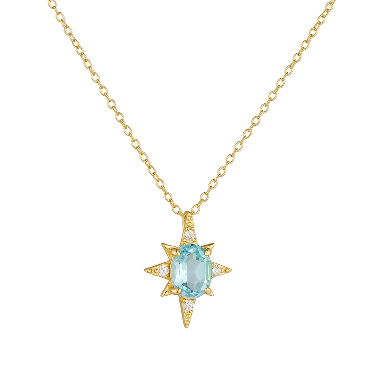 Collana Topazio Donna, Collana Lunga Moda Ciondolo Catenina Vero Oro Giallo 9K/14K/18K con Moissanite Elegante Oro 40+5cm