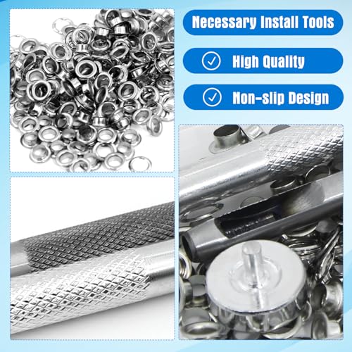 1/4 Inch Grommet Kit with Tool – 120 Set Metal Eyelets and Grommet Tool Kit in Storage Case for Fabric, Leather, Canvas, Tarp Repair, Sewing & DIY Crafts