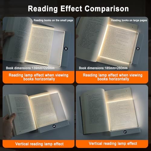 BlyeMichdi Lampe de Livre Plate, Panneau de Lampe de Lecture à LED, 18.5 x 2.4 x 21.2 cm, Liseuse Lampe de Lecture avec 3 Couleurs et Minuterie, Rechargeable USB-C, Idéal pour Lit, pour Lecteurs – vue 4