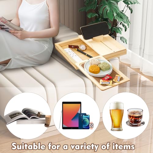 Bandeja para brazo de sofá de madera ideal para colocar bebidas y móvil 5