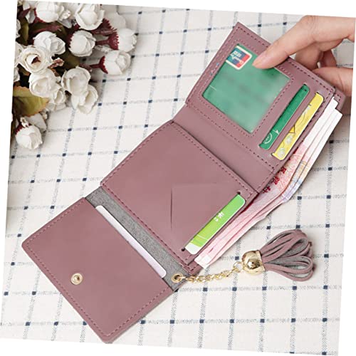Fashion Wallet Scrub Tassel Pu Leather Wallet Multi-card Holder Small Pink Clutch Purses4