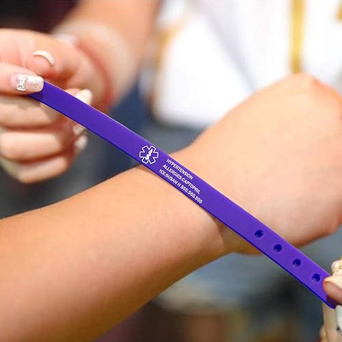 Miniatura 5 de Pulsera ajustable personalizada de silicona pulseras médicas deporte emergencia ID pulseras grabado libre impermeable ID alerta pulseras para