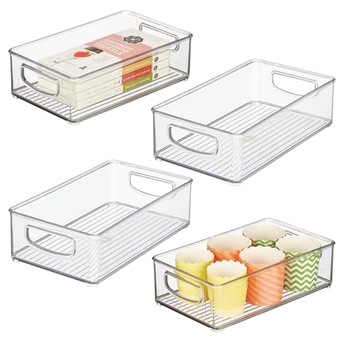 Image of iDesign Stackable Pantry Bin with Handles for Kitchen Storage, Set of 4, Clear, Made in USA