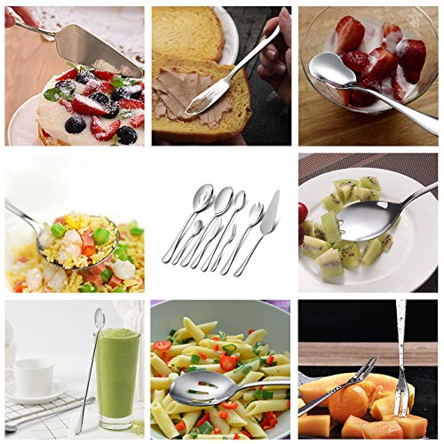 Lianyu – Conjunto de 8 peças de utensílios para servir, talheres de aço inoxidável, acabamento espel