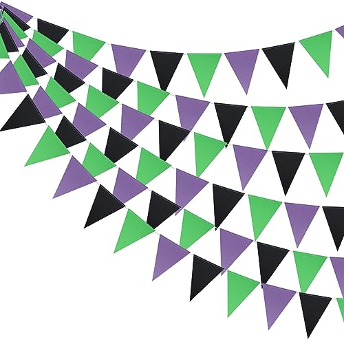 The Psychology of Color in Halloween Costumes and Decorations 7 Guzon 3 Pack Purple Black Green Party Decorations Halloween Pennant Banner Glitter Pennant Banner Paper Triangle Flags Bunting Hanging Decoration for Party Supplies