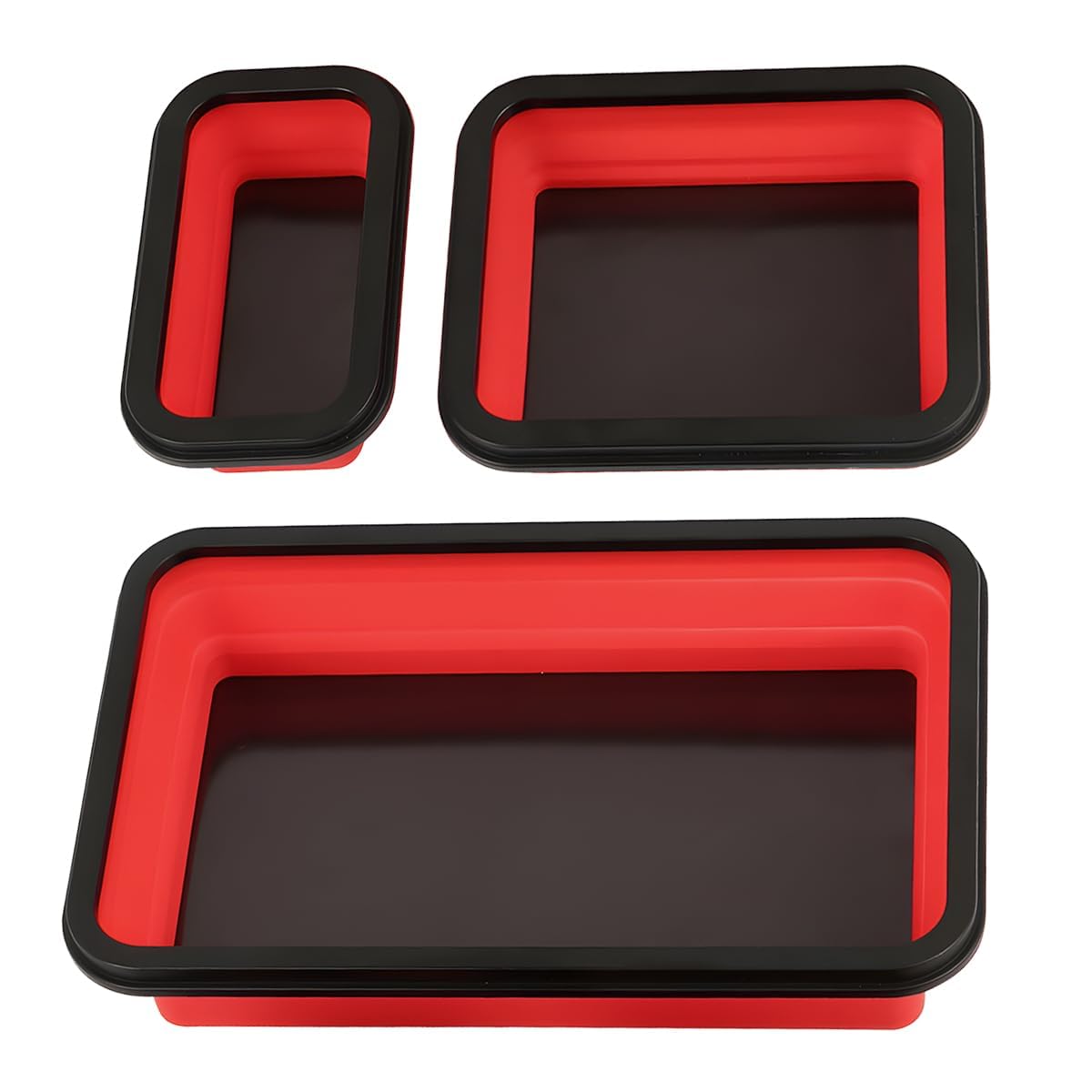 Zusammenklappbare magnetische Teileablage Set mit 3 verschiedenen Größen, faltbare Silikon-Werkzeugschalen für Schrauben, Bolzen, Muttern und andere kleine Metallteile