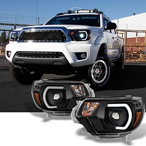 AKKON - For [TRD PRO U-Bar] [Mono-Eye] 2012 2013 2014 2015 Toyota Tacoma LED DRL Projector Black Headlights Pair